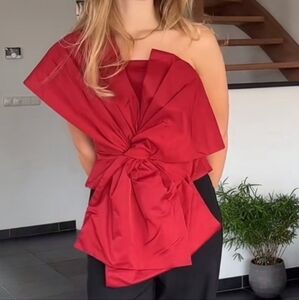 H&M bow-front top red BNWT